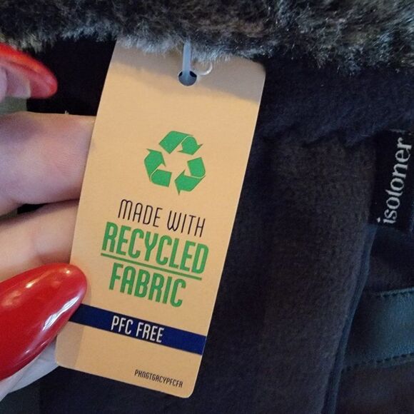 Isotoner Black Women's Lined Recycled Stretch Fleece Water Repellent Glo… - Picture 6 of 7